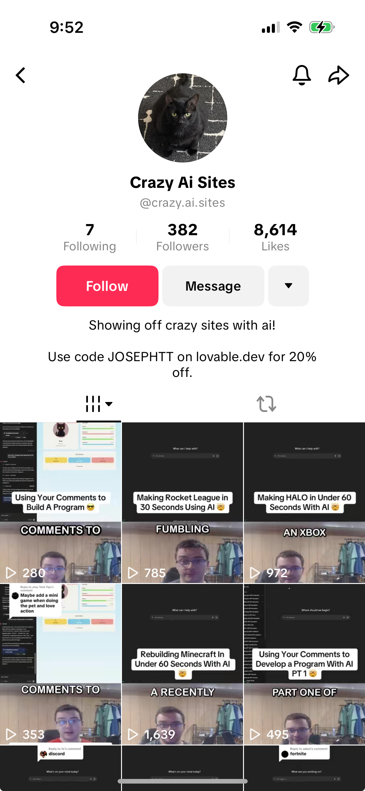 Tibbz's TikTok page